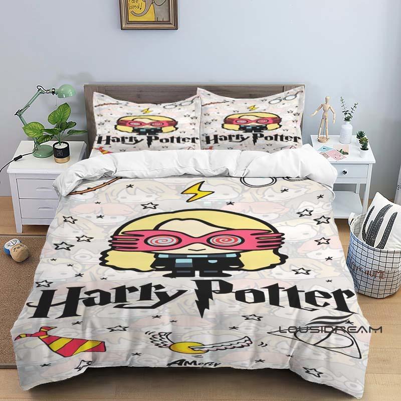 3D-Printed "Chibi-Style" Harry Potter Bedding Set (Duvet Cover & Pillowcases)—Perfect for Decorating Boys' and Girls' Bedrooms.1