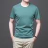 Mercerated Cotton Short-sleeved T-shirt Men's Round Neck Summer New Half-sleeved 80-pin Mercerated Cotton Loose Solid Color Top