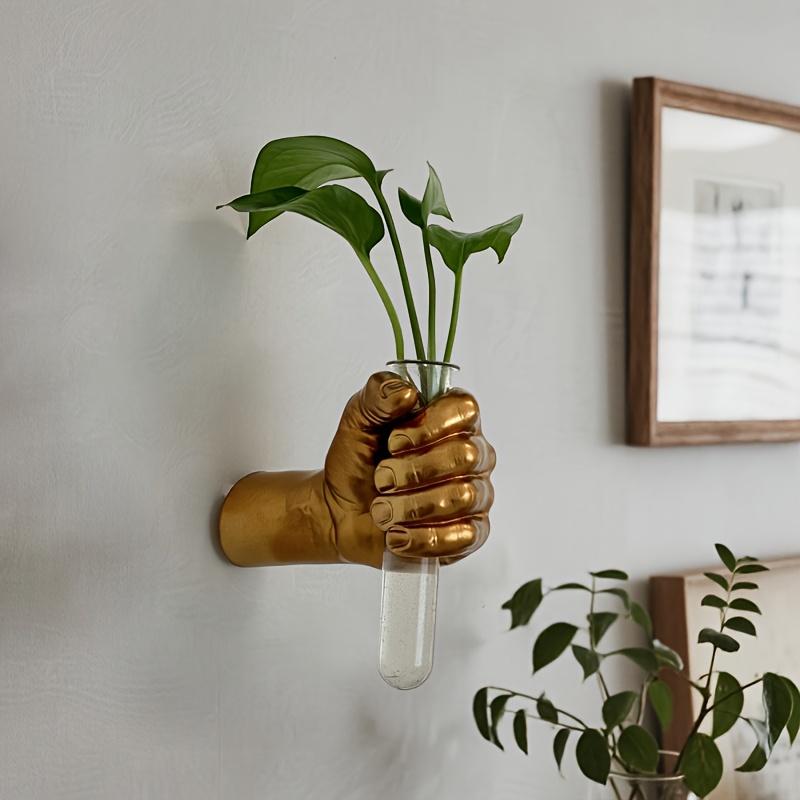 [Moderne Harzvase] 1 Stück Zeitgenössische Geometrische Harz-Wandvase | Handhaltendes Design Wandmontierter Blumenhalter für Moderne Heim- & Hoteldekoration