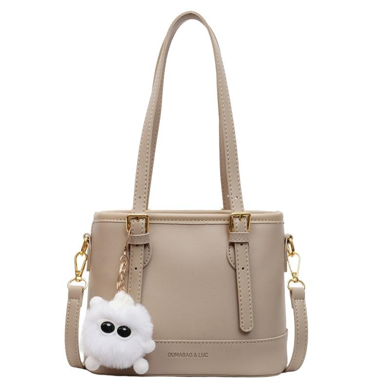 Ny Ensfarget Bærbar Bøtteveske Dame Mote Allsidig Skulder Messenger Bag
