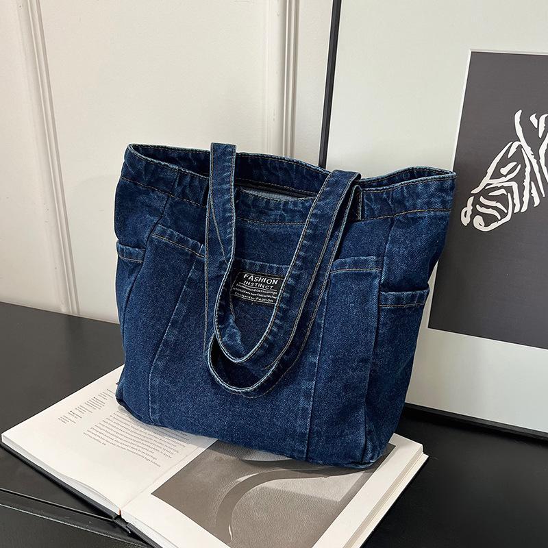

Джинсовая сумка женская большой вместимости для поездок на работу, универсальная на плечо, повседневная, литературная и ретро, студенческая сумка-тоут для занятий