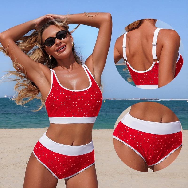 European and American Swimwear New Bikini Hole Cloth Split Swimsuit Spot Bikini