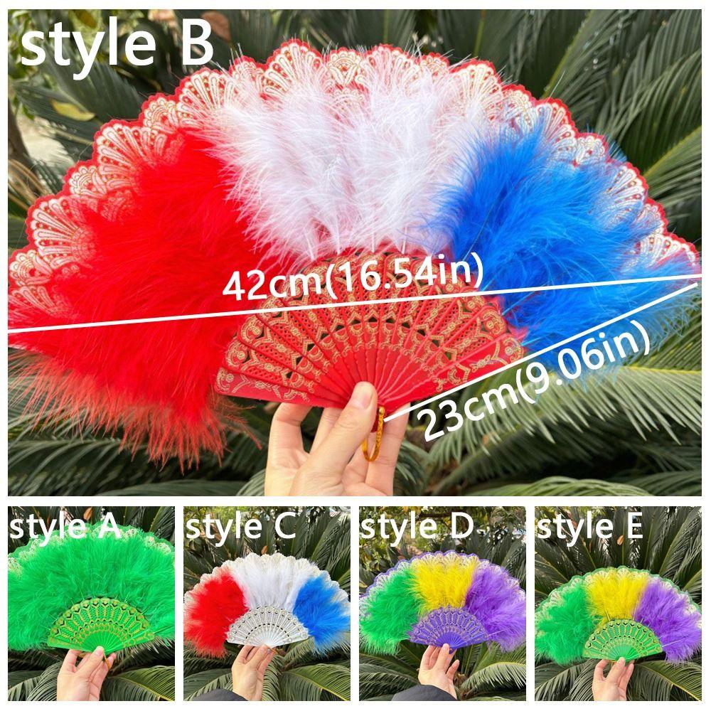 Plastikrahmen Feder Faltfächer Chinesischer Stil Spitze Fächer Tragbar Retro Handfächer Modenschau