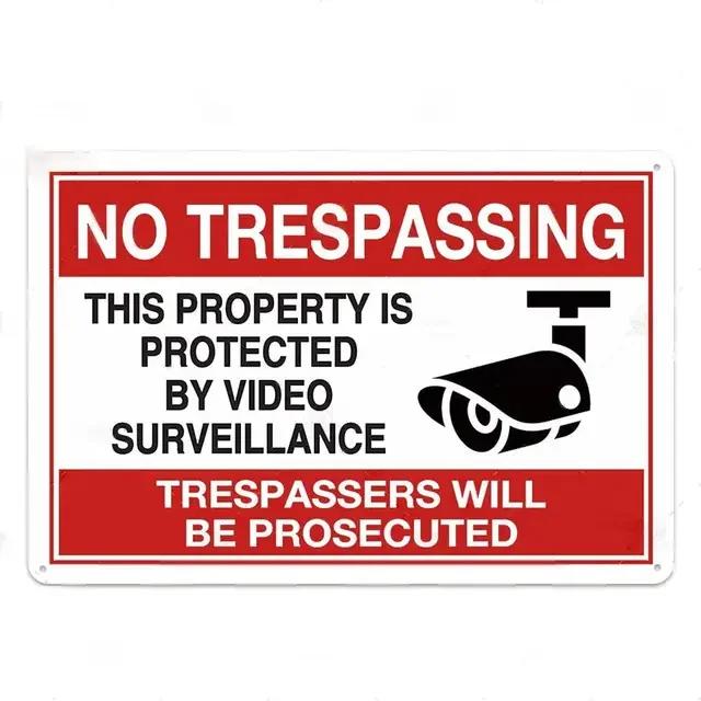 No Trespassing Tin Signs Video Surveillance Warning Plaque Metal Wall Art Poster Yard Iron Painting Stickers Home Decor