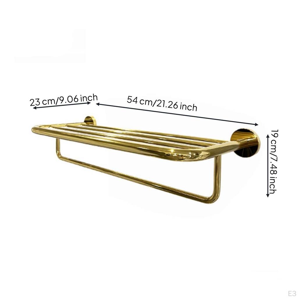 Towel Rack with Shelf Stainless Steel WallAttached Rustproof Mirror Light