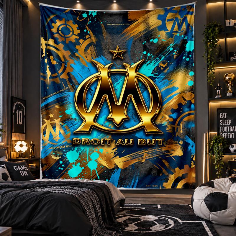 Wall Hanging Tapestry Olympique Lyonnais FC Print Cloth for Living Room Bedroom Home Decor