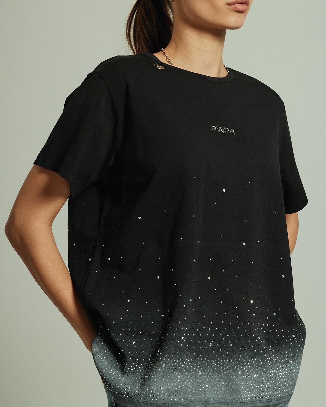 

Футболка зі стразами Raw 36659 XL чорна XXL рожевий