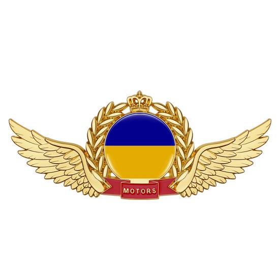 Delikat bil 3D dekorativ vattentät klistermärke Anti-rost Wing Crown National Flag 3D Emblem för bil