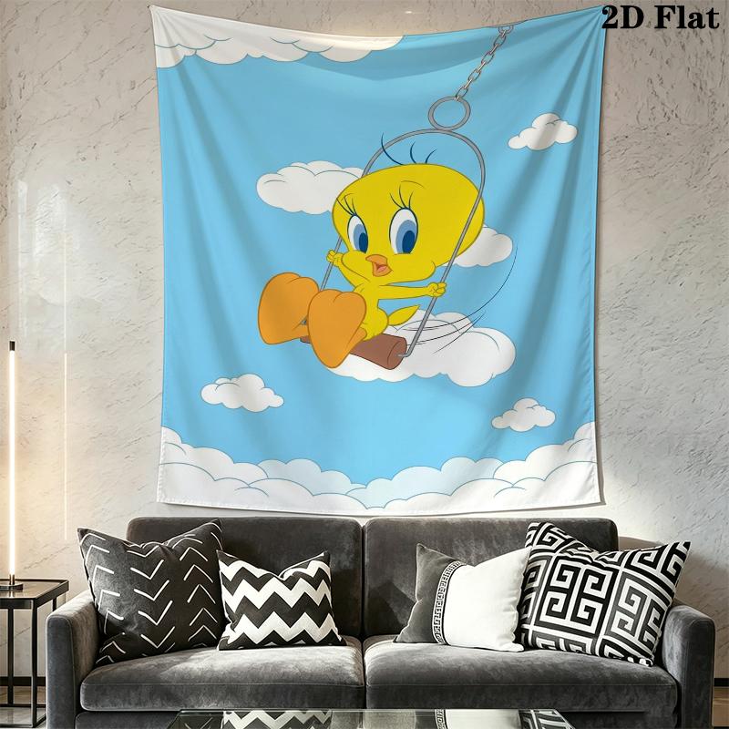 Tweety Bird Wall Tapestry Aesthetic Wall Hanging Printed Fabric Blanket Decorative Tapestries for Bedroom Living Room Home Decor