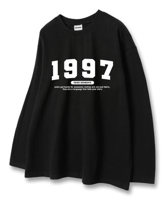 UNION GARMENTS 1997 Number Logo Loose Fit Long Sleeve T-Shirt Black [Basic Or Ribbed]
