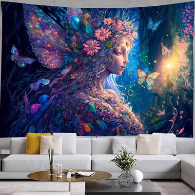 Butterfly Girl seinavaibad Gooti stiilis kodukaunistused Päikese ja kuu seinavaibad Esteetilised toakaunistused Magamistoa kaunistamine Kawaii Tapiz