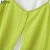 ZANZEA Womens Summer Round Neck Patchwork Short Sleeve T-shirts