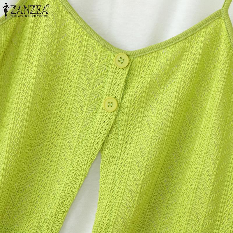 ZANZEA Womens Summer Round Neck Patchwork Short Sleeve T-shirts