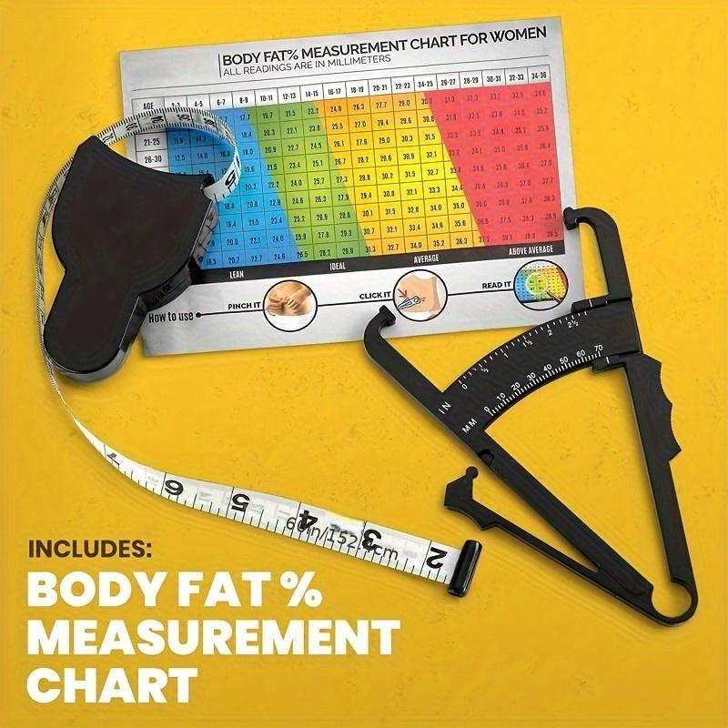 Body Fat Measurement Set Handheld Caliper Tape Measure Combo Plastic Fitness Tool Men Women Portable No Battery Needed
