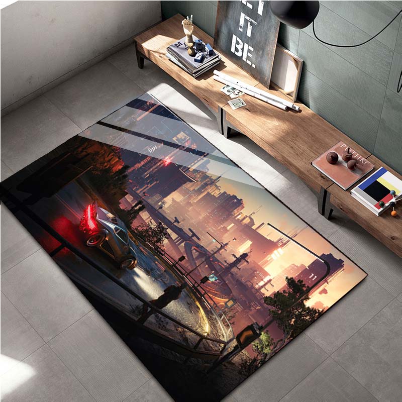 

15 размеров Игровой ковер Cyberpunk-2O77, Ковер для гостиной, спальни, дивана, придверный коврик, украшение для дома, детский нескользящий коврик для пола 40x60cm (16x24in)
