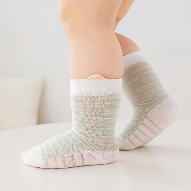 Summer Thin Children's Stripe Socks For Girls Boys Cute Cartoon Newborn Socks Cotton Boneless Mesh Baby Toddler Sock