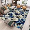 Blue White Peony Flower Pattern Living Room Rug Non Slip Large Carpet with Light Blue Background for Modern Home Decor Floor Mat