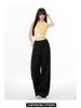Minghai Spring Black High-Waist Wide-Leg Casual Women's Pants
