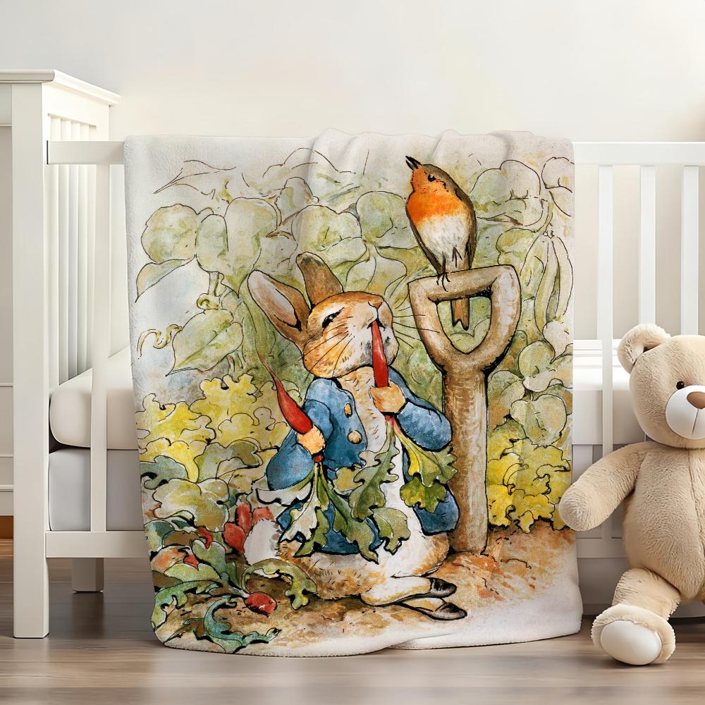 Manta de dibujos animados P Peter R Rabbit Suave y respetuosa con la piel Para sofá Cama Siesta Colcha Edredón para todas las estaciones