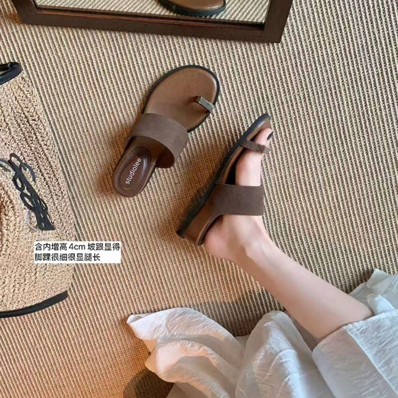 One Character with Outer Wear Cover Toe Herringbone Flat Bottom Toe Cool Slippers Female Summer