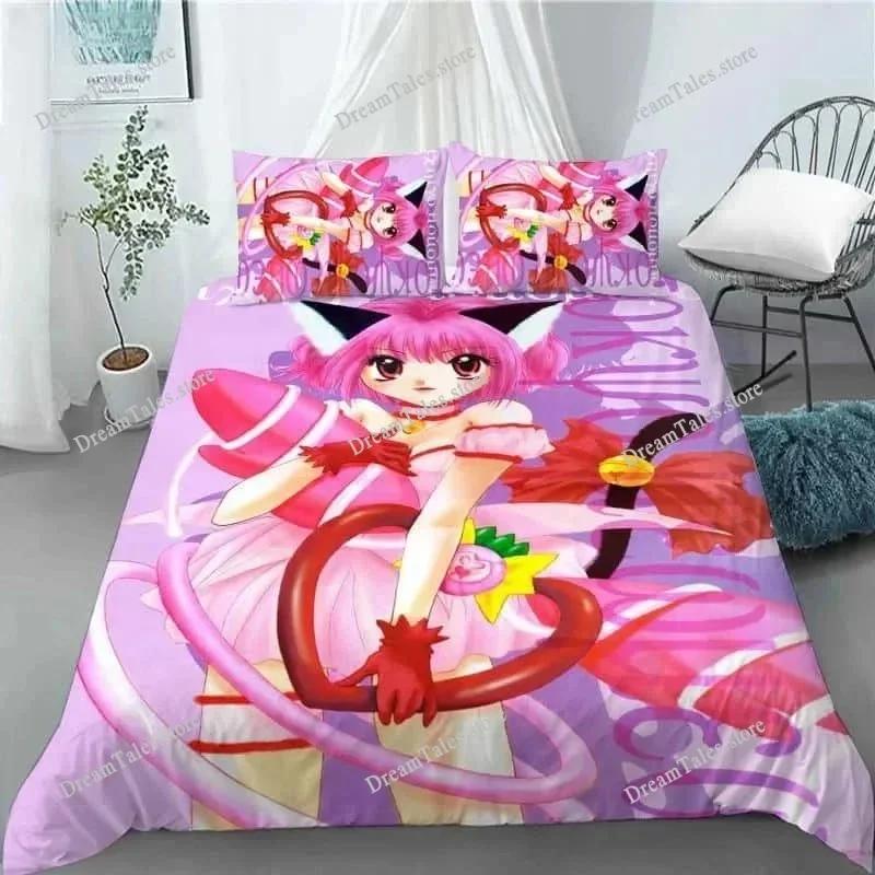 Новый 3D Аниме Кавайные Девочки Tokyo.Mew.Mew Комплект Постельного Белья Пододеяльник Постельное Белье Чехол для Одеяла с Наволочкой для Ребенка Домашний Текстиль