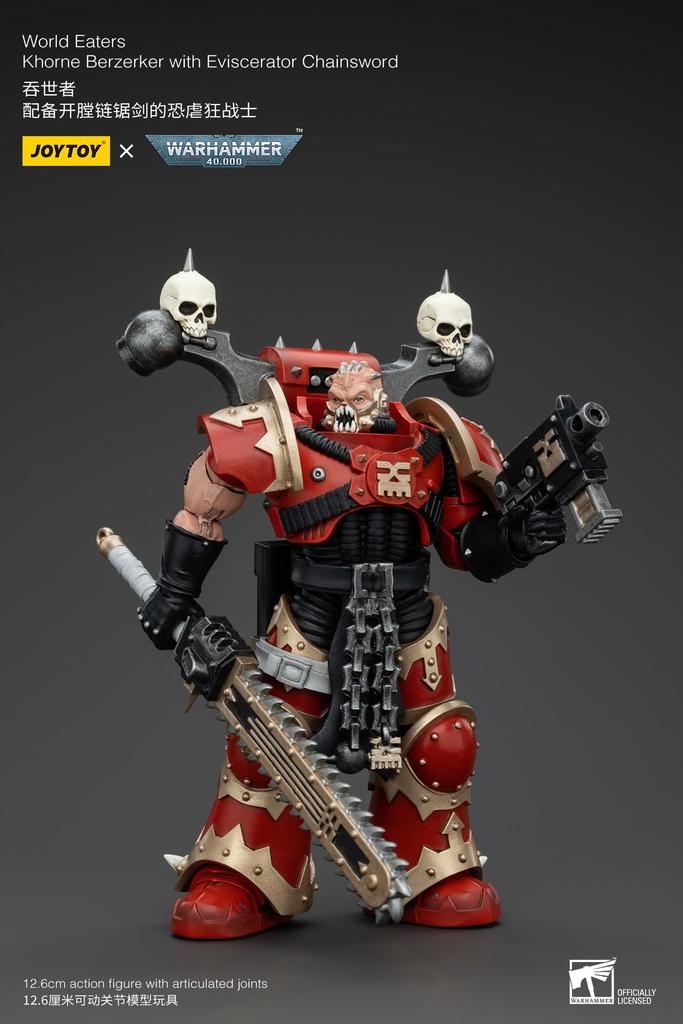 JOYTOY Warhammer World Eater Khorne Berzerker with Eviscerator Scale Action Completed 40,000 (Equipped Chainsword) 1/18 Figure,
