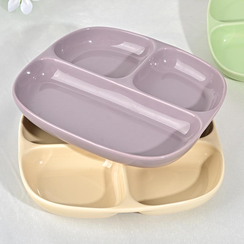 Dětský roztomilý makaronový keramický dělený talíř - Perfektní jídlo pro hubnutí a suvenýrový dárek pro dívky