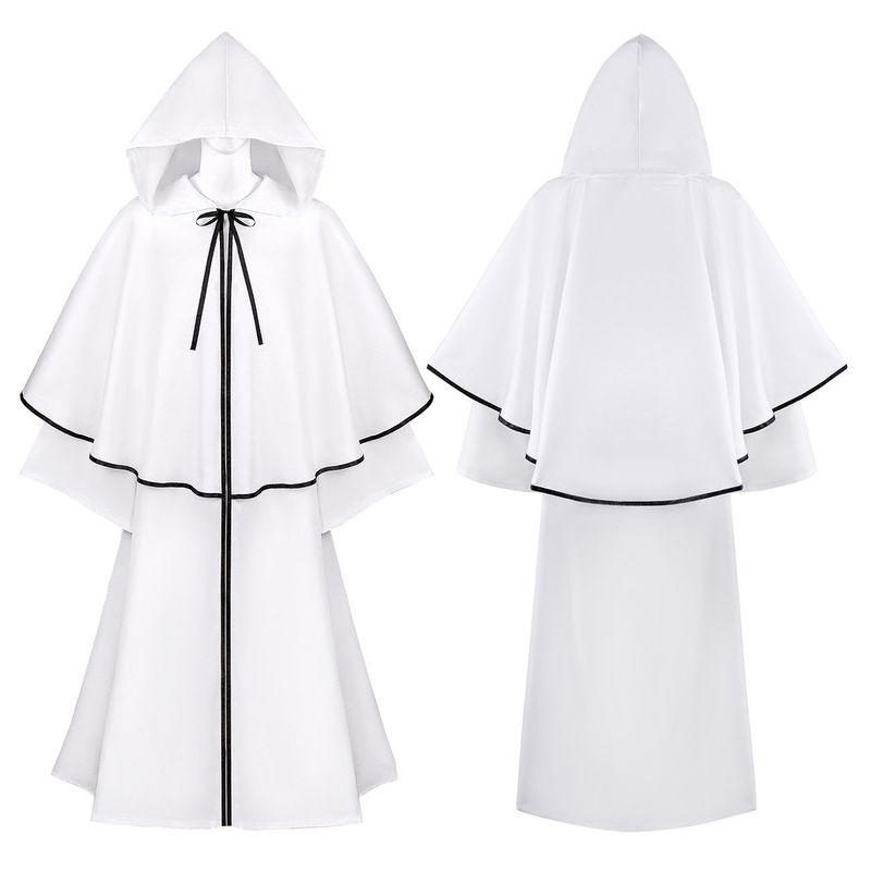Medieval Hooded Big Cloak Long Sleeves Cloak Halloween Performance Costume Robe Wizard Death Cos Clothing.