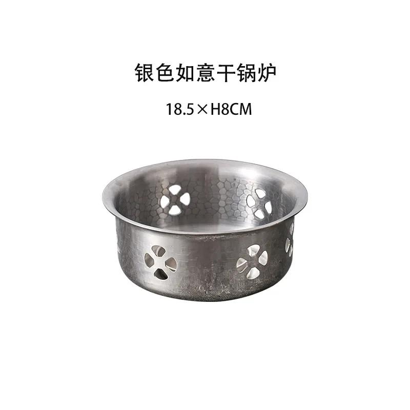 Thickened stainless steel dry pot set with snowflake hammer pattern pot, gold double ear household and commercial dry pot