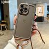 Crossbody Lanyard Heart Silicone Soft Case For iPhone 17 16 15 Pro Max 14 13 12 11 XR XS Plus Camera Protection Shockproof Cover