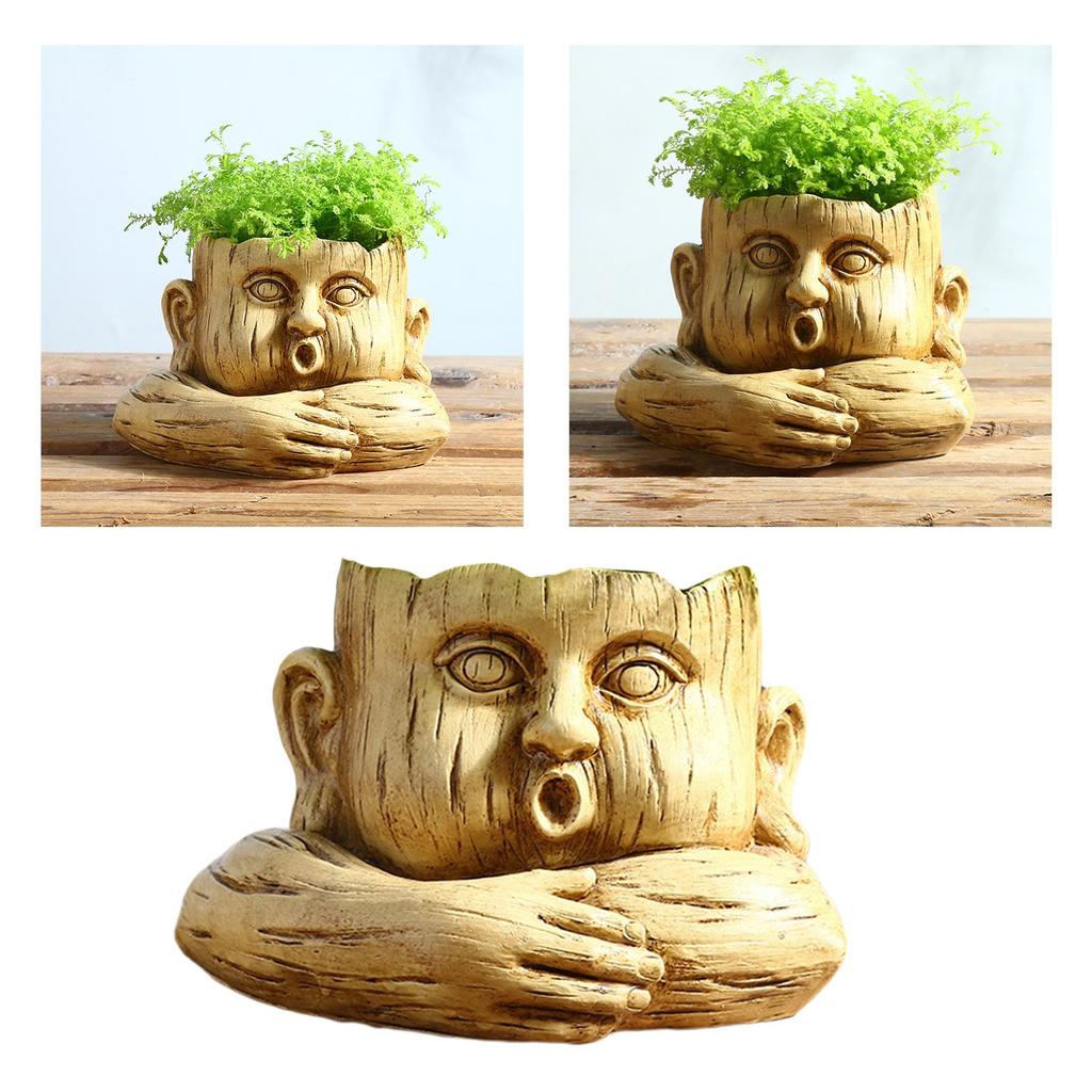 Resin Flower Vase, Creative Human Head Shape Planter Pot Ornaments Home Decor Nordic