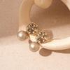 Retro Luxury Diamond-Inlaid Pearl Geometric Silver Earrings for Women
