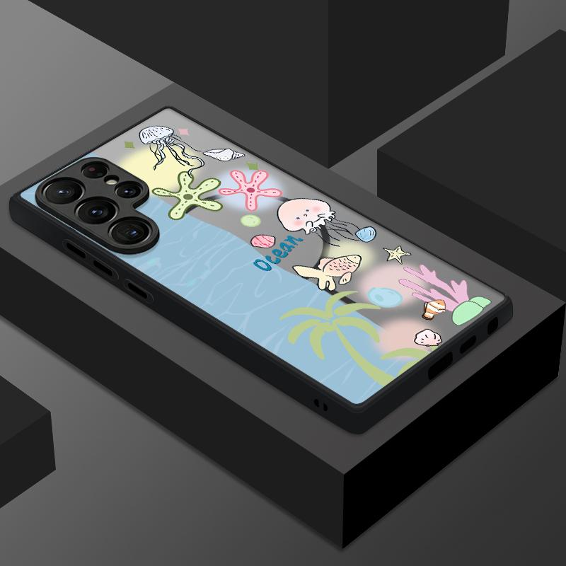 Magnetic For Magsafe Case For Samsung Galaxy S26 Ultra S25 Edge S24 S23 S22 Plus S21 FE Coastline Fish Conch Pattern Hybrid Matte Cover