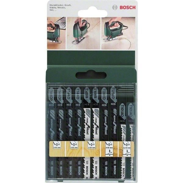 Lames de scie sauteuse - BOSCH - 10 pièces - Emmanchement en T - Acier - Découpe bois