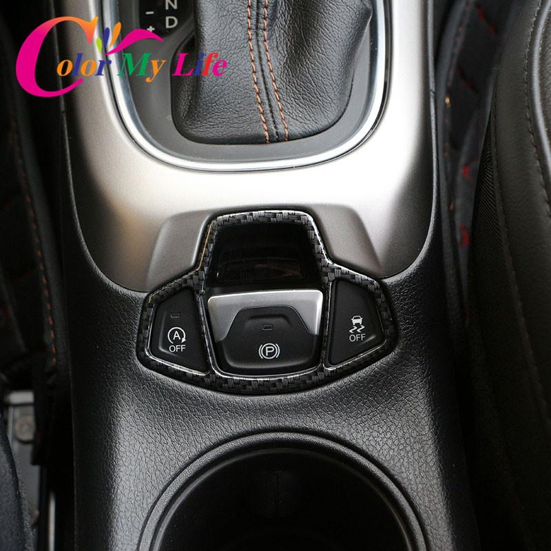 Color My Life Auto-Innenraum-Mittelkonsolen-Handbremsknopf-Abdeckungs-Ordnungsaufkleber für Jeep Compass 2017- Renegade 2015