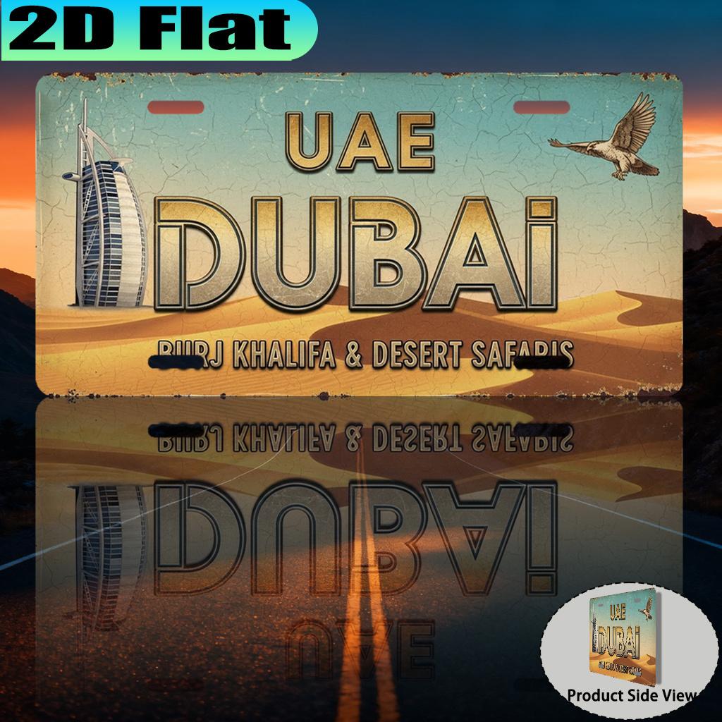 D Flat pc UAE Dubai Future City Retro Metal Wall Sign Vintage Dubai Skyline Desert Landscape Suitable for Office Decor