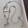 Natural Red Agate Dachshund Pendant Necklace Women Long Braided Rope Sweater Chain Unique Spotted Stone Jewelry
