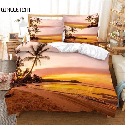 Beach Scenery Duvet Cover Summer Hawaii Landscape Bedding Set Twin Full King For Girl Boys Microfiber Tropical Trees Quilt Cover