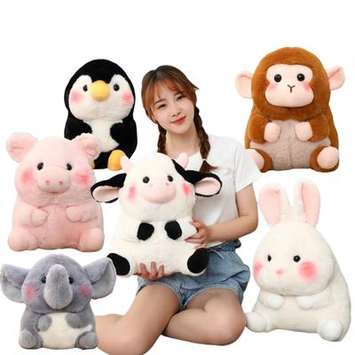 Plyšový plněný králík, kráva, tučňák, opice, slon, prase, králíček, srolovat dívku, vánoční, dětské hračky, dekorace, polštář
