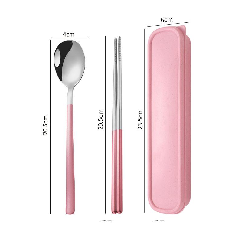Three-Piece Japanese Stainless Steel Cutlery Set: Spoon, Fork, Chopsticks