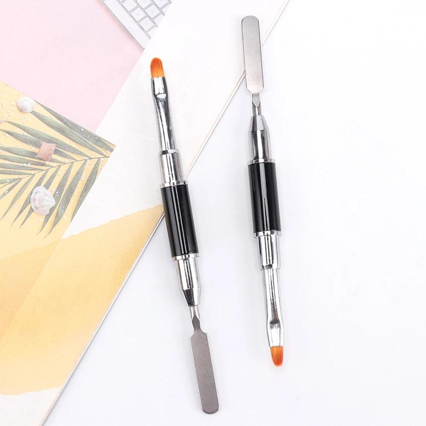 1PC Dual Ended Nail Art Acrylic UV Gel Extension Builder Flower Painting Pen Brush UV Gel Remover Spatula Stick Manicure Tool