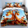 Giraffes On Beach Vacation Duvet Cover Set With 3D Printing Design Soft Polyester Bedding Set All-Season Comfort Luxury Gifts