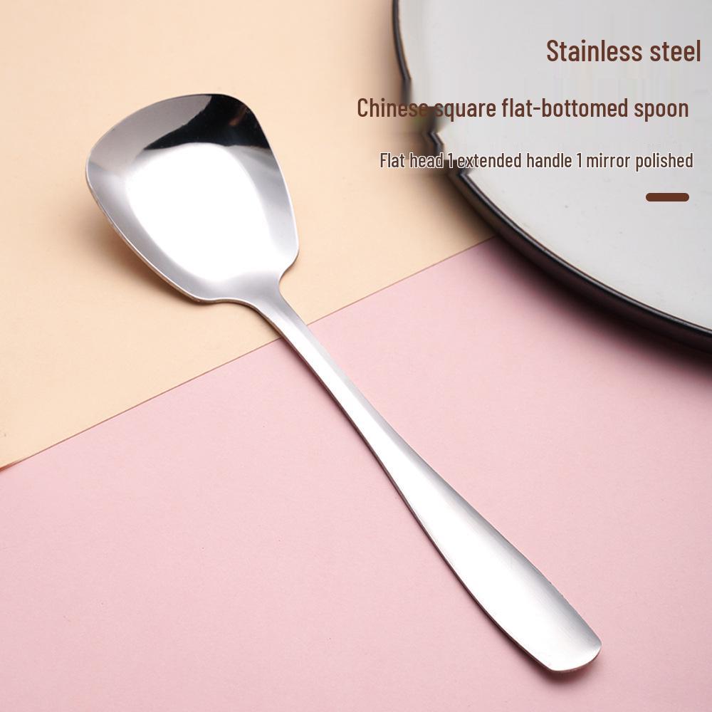 Stainless Steel Extended Handle Square Dessert Spoon