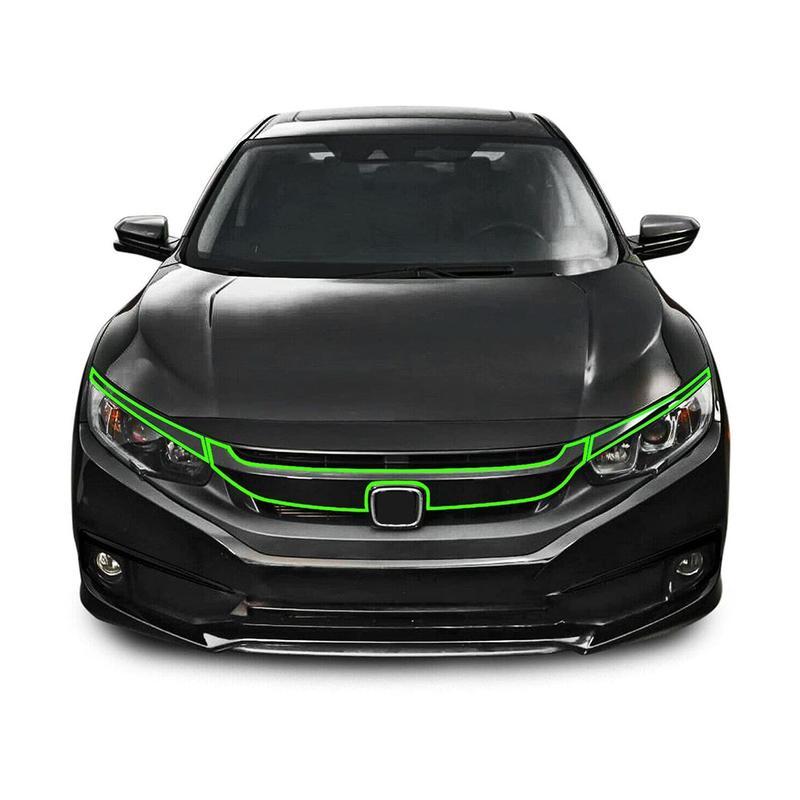 8pcs/set Car Front Upper Bumper Grille Sticker Molding Trim Decoration Fit For Honda Civic 2016 2017 2018   Matt Black