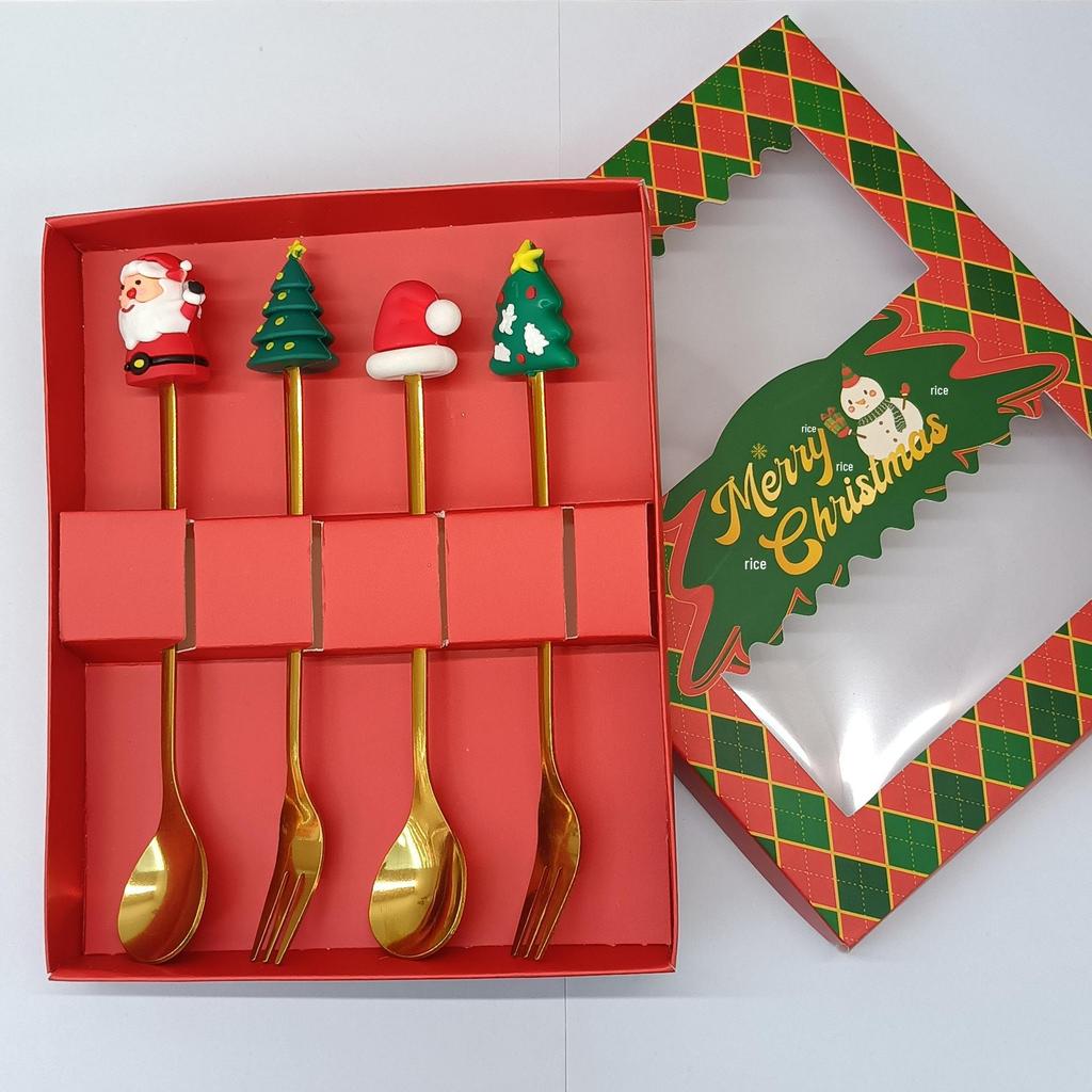 Creative Cartoon Stainless Steel Spoon & Fork Set: Coffee Stirrer, Fruit Fork, Christmas Gift