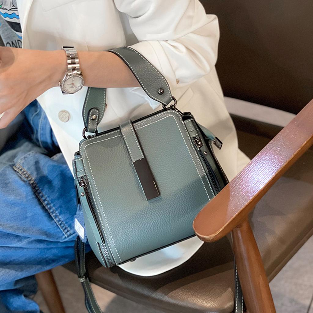 Genuine Leather Women's Bags, Portable Bucket Bags, New Fashionable Light Luxury First-layer Cowhide Large-capacity Shoulder Messenger Bags, Women