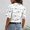 Women Round Neck Pullover Short Sleeve T Shirt Floral Print Loose Fit Casual Top for Everyday Wear