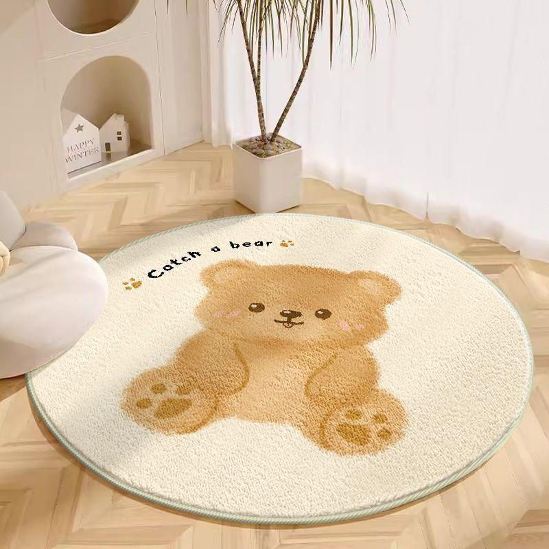 Round Carpet Living Room Plush Mat Thick Children's Room Reading Area Cartoon Bedroom Study Swivel Chair Soundproof Foot Mat