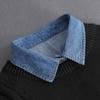 Moda Gravata Frontal Colarinho Falso Mulheres Gola Alta Removível Falsa Meninas Senhoras Colarinho Falso de Blusa Azul Jeans Colarinhos Falsos