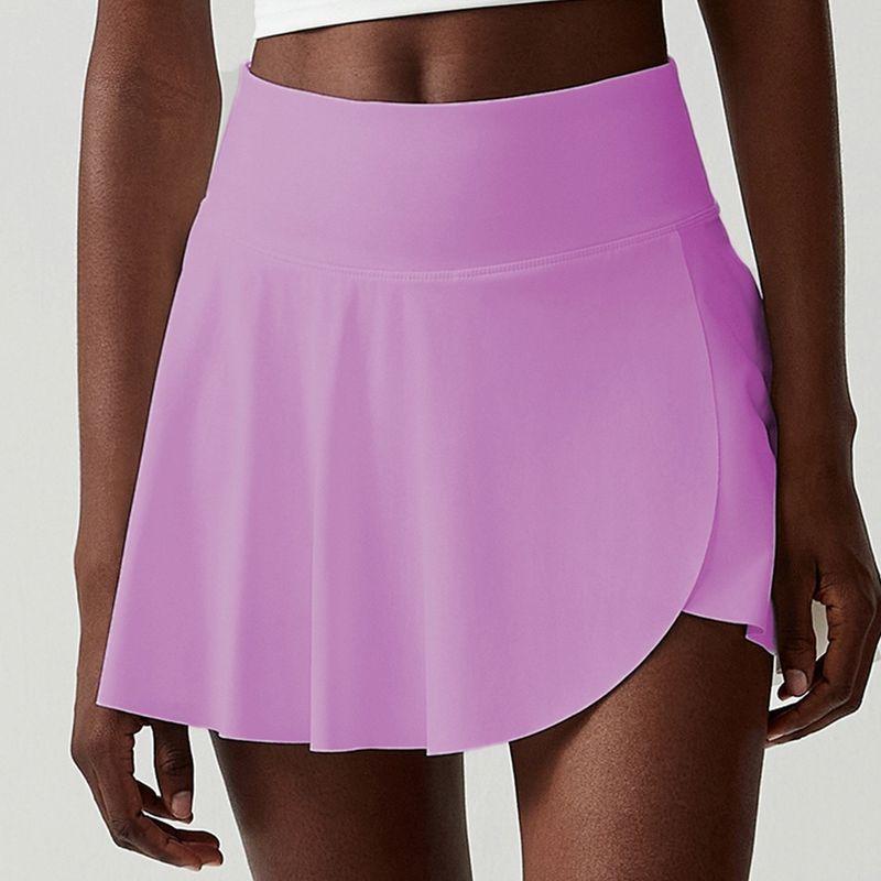 

Frill Sports Short dress Seamless Drape Running Fitness Tennis Skirt Anti-exposure Pocket Lining Badminton Skirt Women Aman Moonlight Purple XL